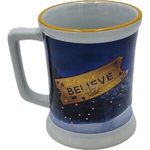Warner Brothers 3D POLAR EXPRESS Mug Cup BELIEVE 16 Oz Hot Chocolate Coffee Core